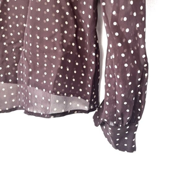 NILI LOTANNicole Espresso Dot Print Silk Blouse Sz Xs - Picture 10 of 14